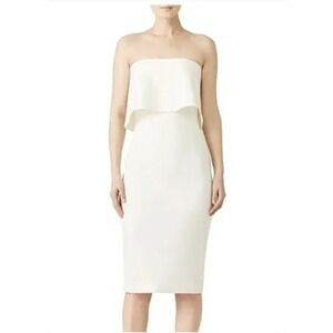 Likely Dress Women Size 4 White Strapless Popover Midi Sheath Wedding Bridal